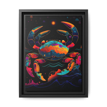 Neon Tide Crab Canvas Wall Art with Frame